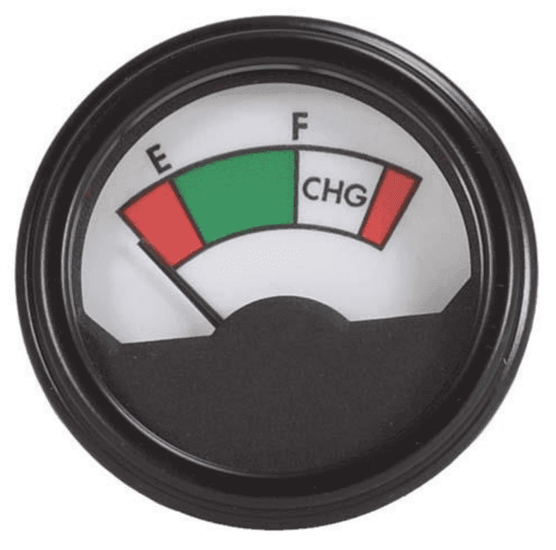 Picture of 48-volt analog sate of charge meter, round